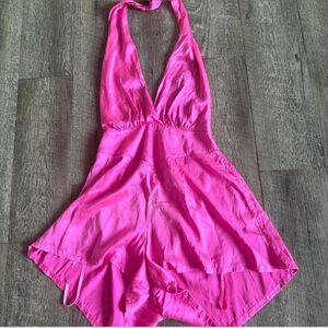 Hot Pink Victoria’s Secret Gold Label Silk Romper